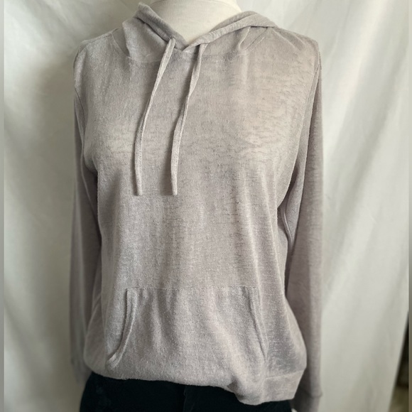 Semi-sheer grey pullover hoodie sz s - Picture 7 of 7